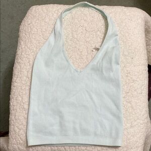 Urban Outfitters Blue Ribbed Backless Crop Tank